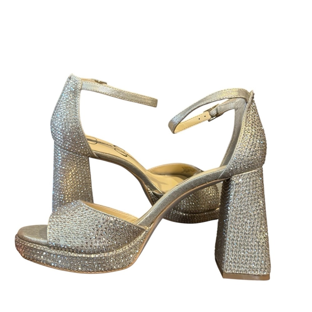 Jessica Simpson Kaliah Champagne Rhinestone Platform Block Heel Sandal 9.5 NWOB - Picture 7 of 9